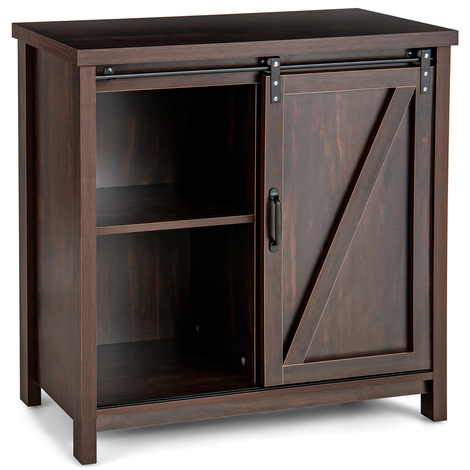 Freestanding Kitchen Buffet Storage Cabinet with Sliding Barn Door, Brown Sideboards Cabinets & Buffets   at Gallery Canada