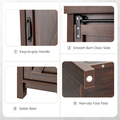 Freestanding Kitchen Buffet Storage Cabinet with Sliding Barn Door, Brown Sideboards Cabinets & Buffets   at Gallery Canada