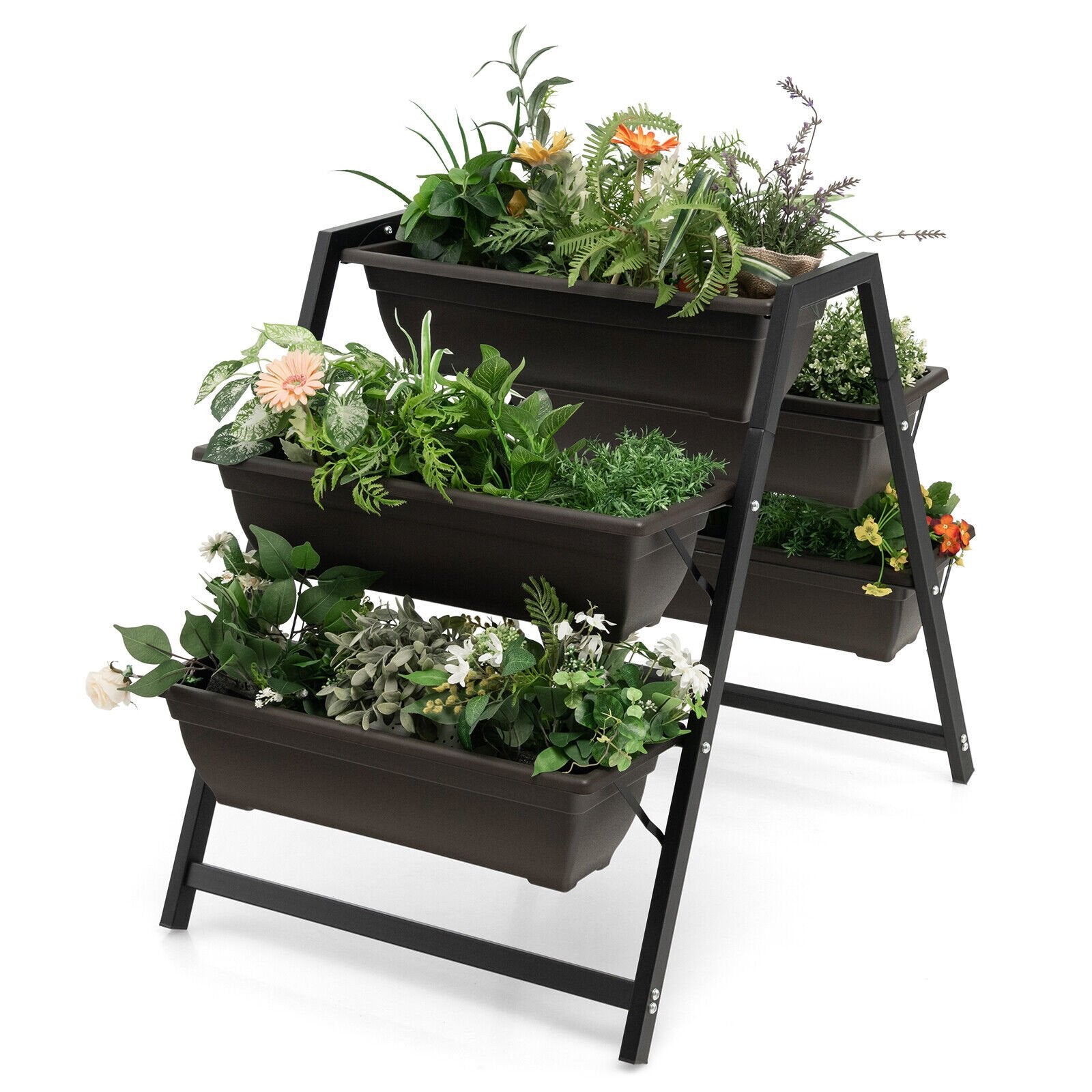 3-Tier Vertical Raised Garden Bed with 5 Plant Boxes, Brown Raised Garden Beds   at Gallery Canada