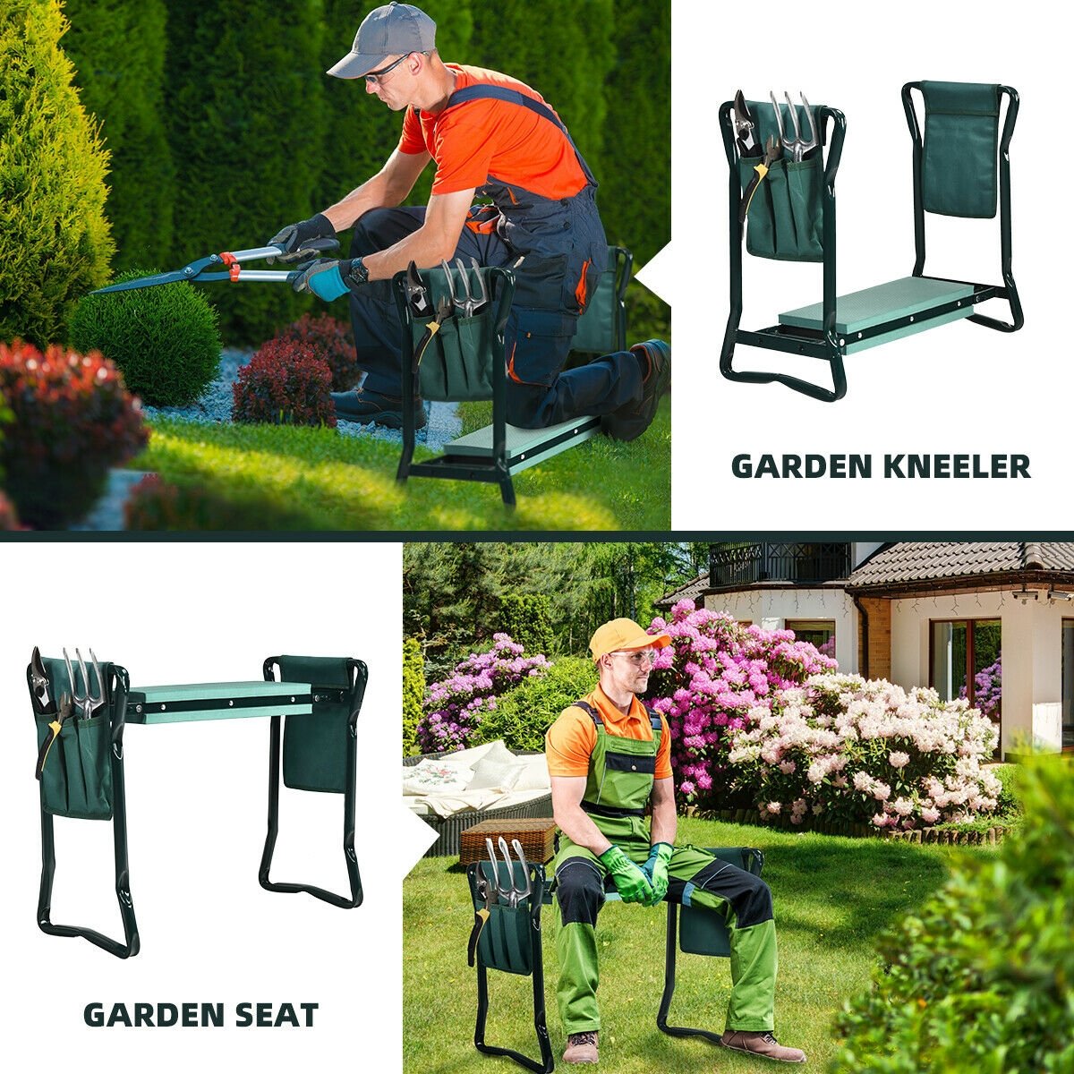 Folding Garden Kneeler and Seat Bench, Green Garden Tools   at Gallery Canada