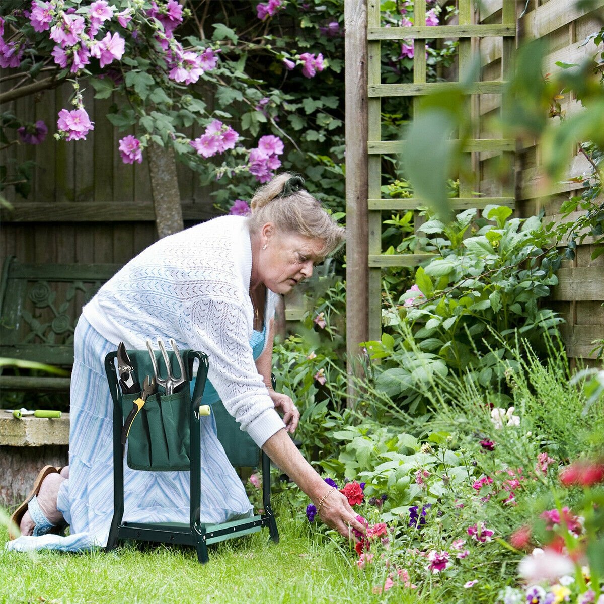 Folding Garden Kneeler and Seat Bench, Green Garden Tools   at Gallery Canada