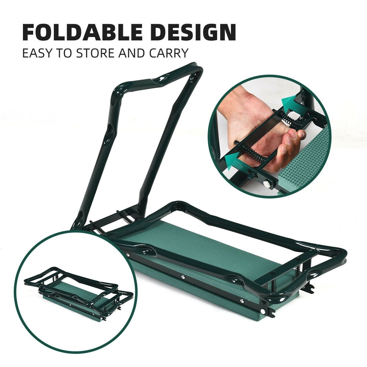 Folding Garden Kneeler and Seat Bench, Green - Gallery Canada