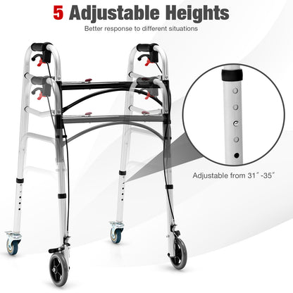 Height Adjustable Aluminum Walker with Rolling Wheels and Brakes, Silver Walkers & Rollators   at Gallery Canada