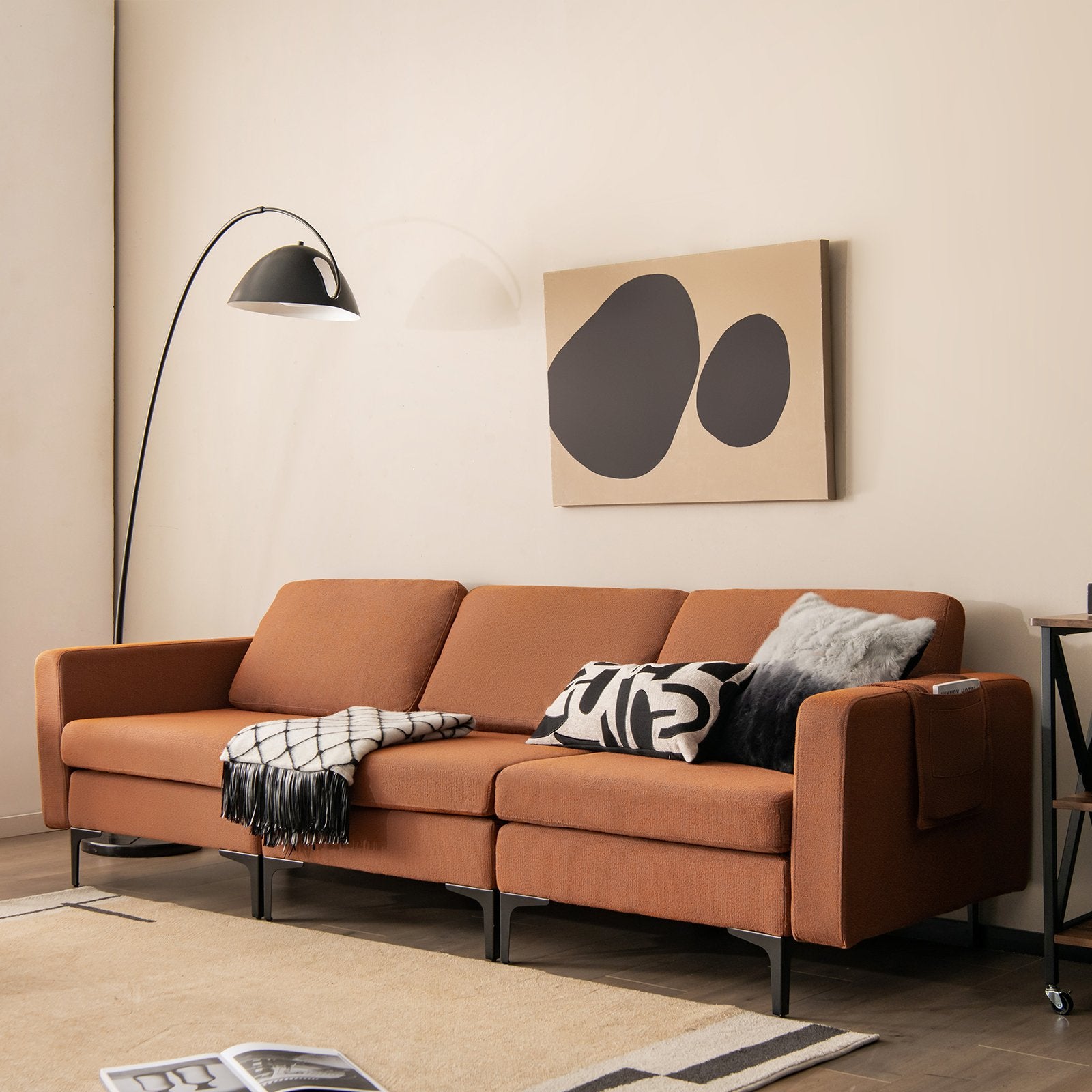 Modular L-shaped Sectional Sofa with Reversible Chaise and 2 USB Ports, Orange Sofas & Loveseats   at Gallery Canada