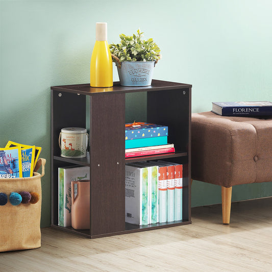 3-Tier Side End Table with Storage Shelves , Brown - Gallery Canada