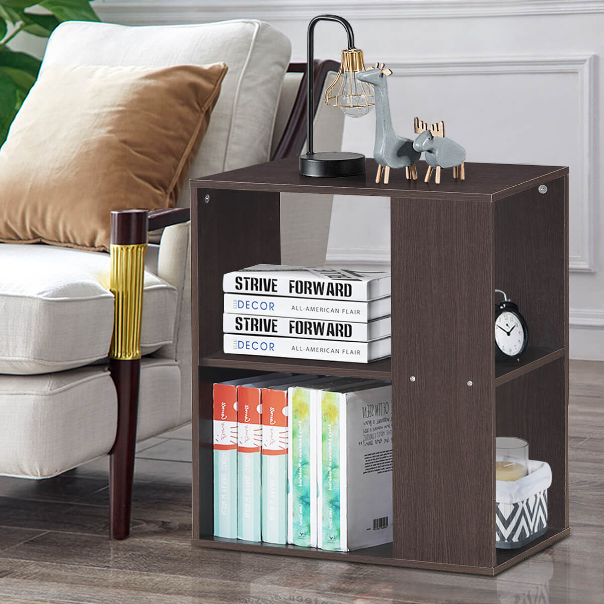 3-Tier Side End Table with Storage Shelves , Brown End & Side Tables   at Gallery Canada