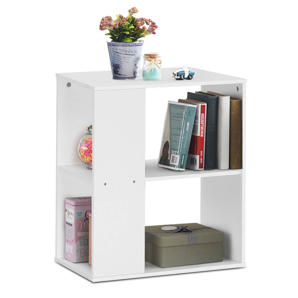 3-Tier Side End Table with Storage Shelves , White End & Side Tables   at Gallery Canada