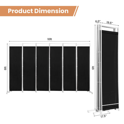 6-Panel Room Divider Folding Privacy Screen , Black Room Dividers   at Gallery Canada