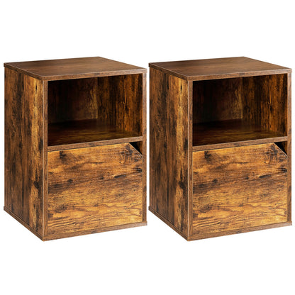 Set of 2 Nightstands Side End Table for Living Room, Brown Nightstands Brown  at Gallery Canada