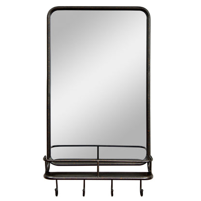 Wall Bathroom Mirror with Shelf Hooks Sturdy Metal Frame for Bedroom Living Room, Black Wall Mirrors   at Gallery Canada