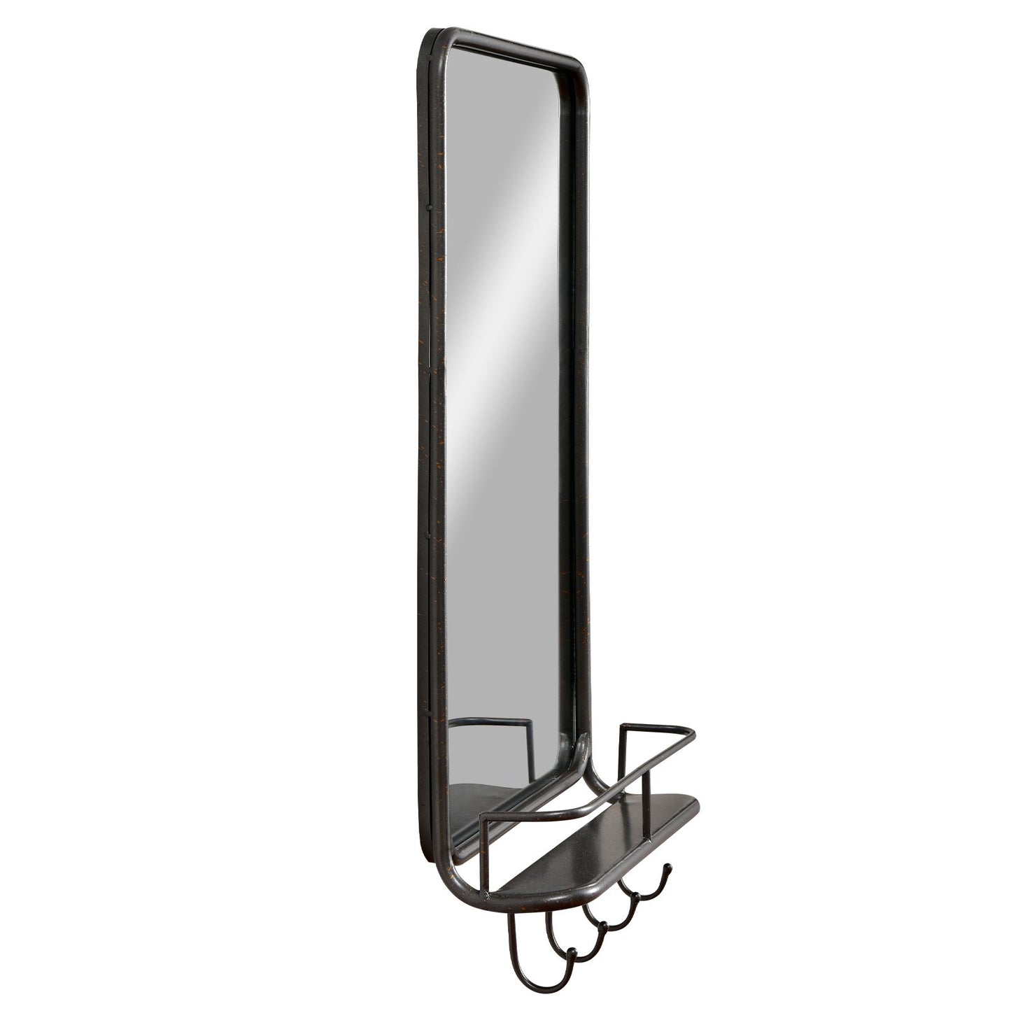 Wall Bathroom Mirror with Shelf Hooks Sturdy Metal Frame for Bedroom Living Room, Black Wall Mirrors   at Gallery Canada