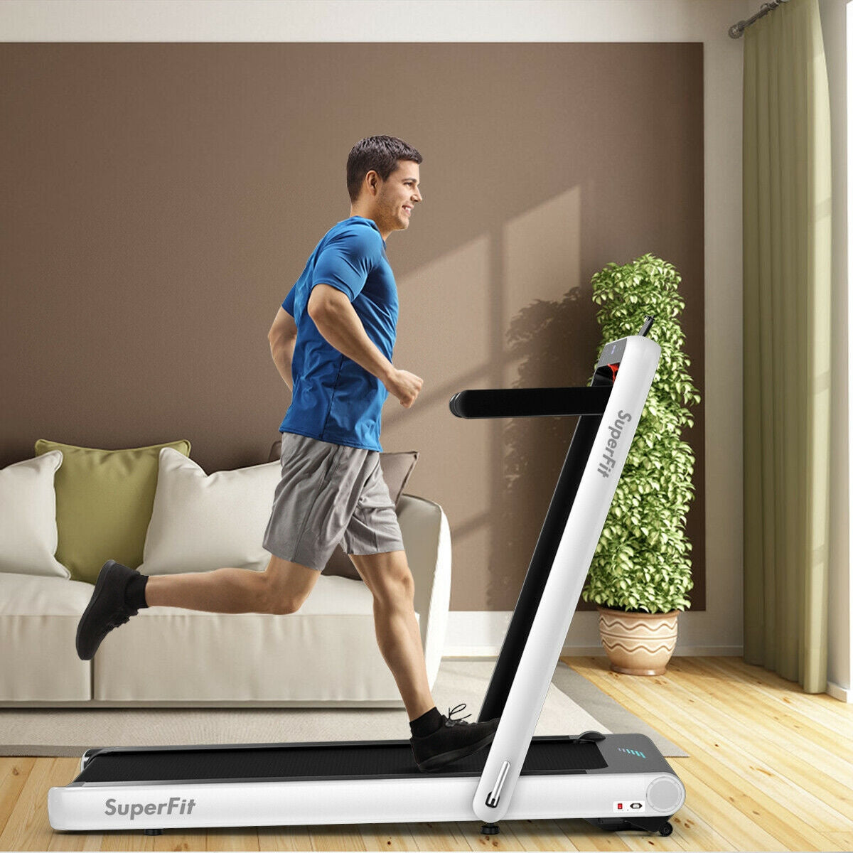 4.75HP 2 In 1 Folding Treadmill with Remote APP Control, White Treadmills at Gallery Canada