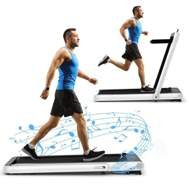 4.75HP 2 In 1 Folding Treadmill with Remote APP Control, White Treadmills at Gallery Canada