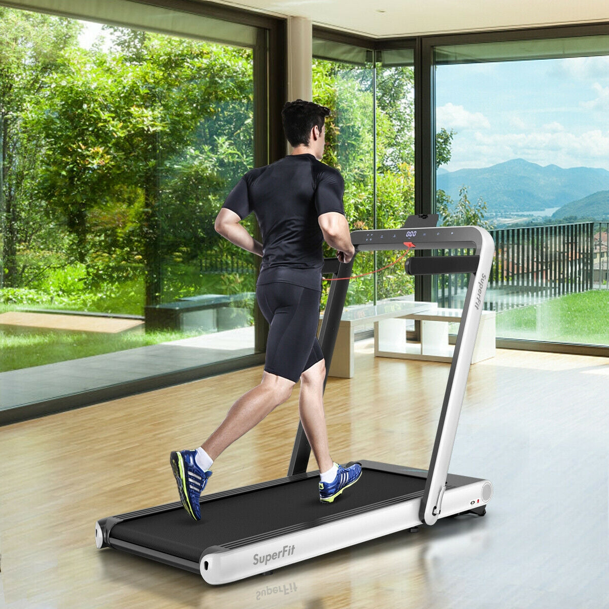4.75HP 2 In 1 Folding Treadmill with Remote APP Control, White Treadmills at Gallery Canada