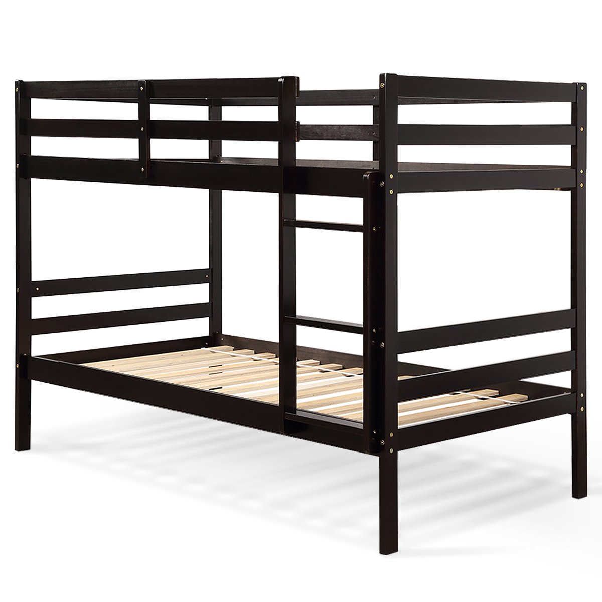 Twin Bunk Bed Children Wooden Bunk Beds Solid Hardwood, Brown Bunk Bed Frame   at Gallery Canada