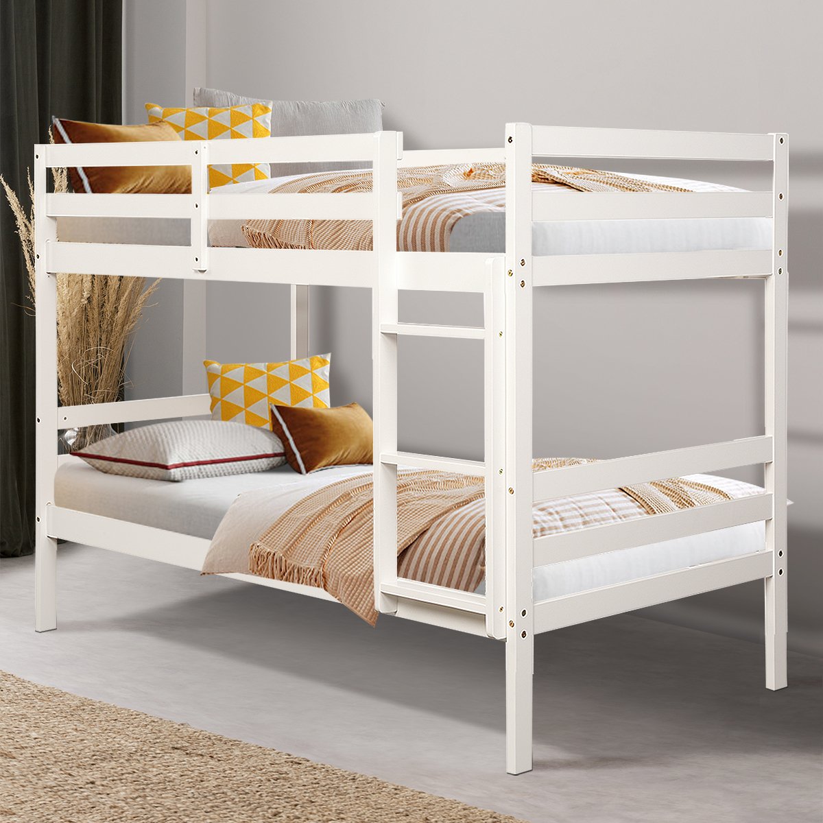 Twin Bunk Bed Children Wooden Bunk Beds Solid Hardwood, White - Gallery Canada