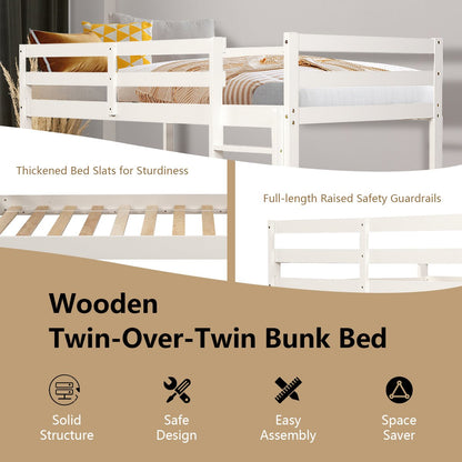 Twin Bunk Bed Children Wooden Bunk Beds Solid Hardwood, White - Gallery Canada