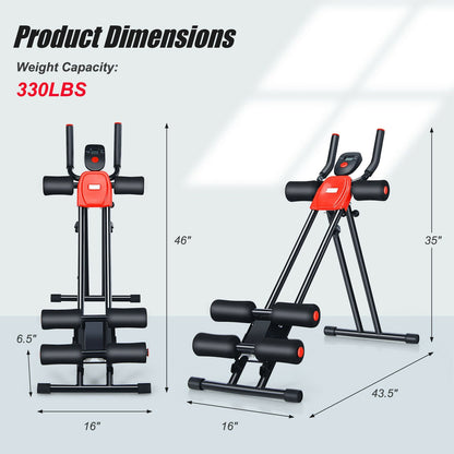 Foldable Adjustable Core Abdominal Trainer with 3 Adjustable Resistance and LCD Display, Black Benches Racks & Bars   at Gallery Canada