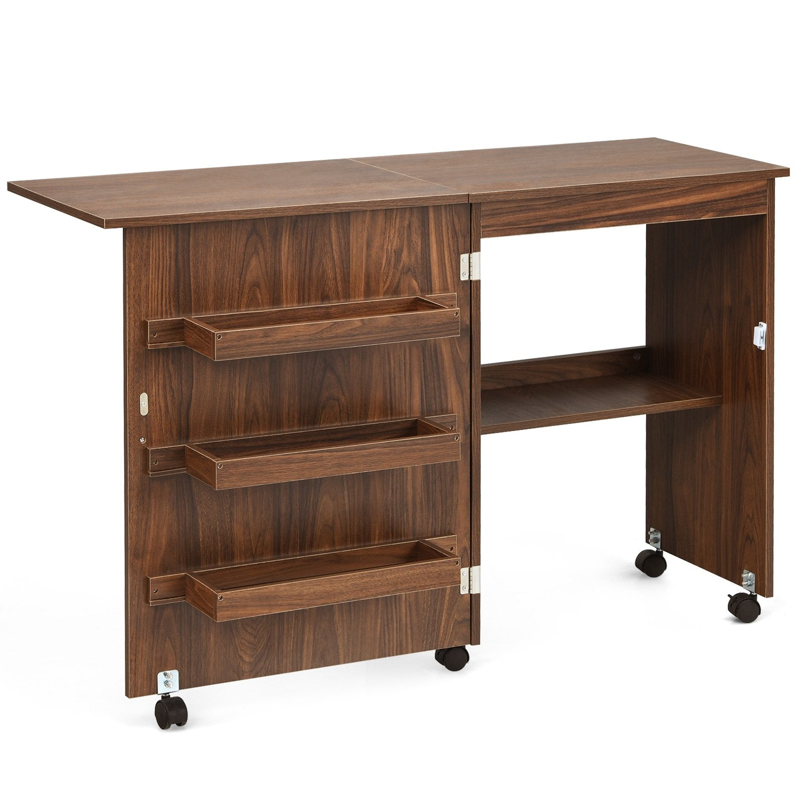 Folding Sewing Craft Table Shelf Storage Cabinet Home Furniture, Brown Sewing Tables   at Gallery Canada