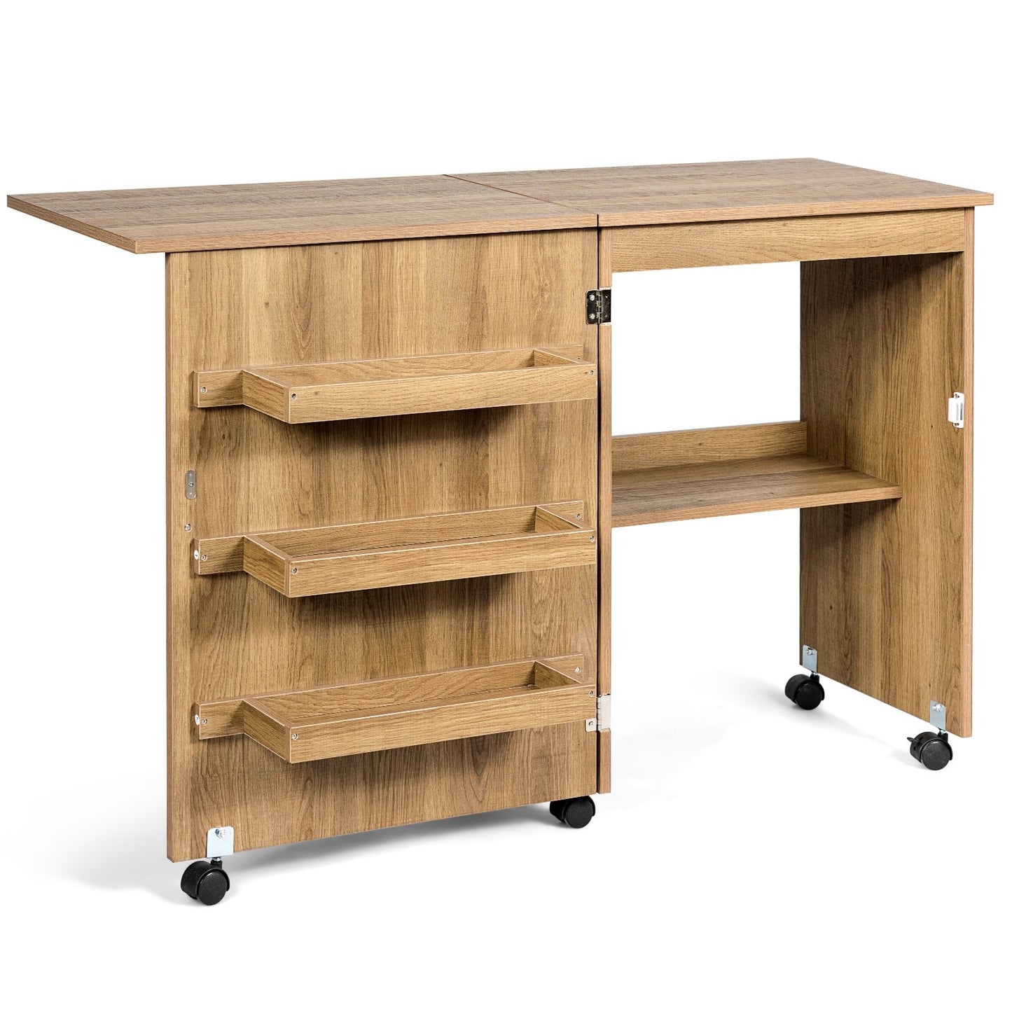 Folding Sewing Craft Table Shelf Storage Cabinet Home Furniture, Natural Sewing Tables   at Gallery Canada