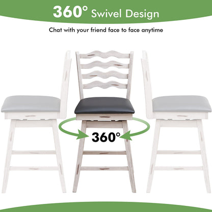 360° Swivel Bar Stools with Rubber Wood Frame and Ergonomic Backrest and Footrest-25 inches, Gray Bar Stools   at Gallery Canada