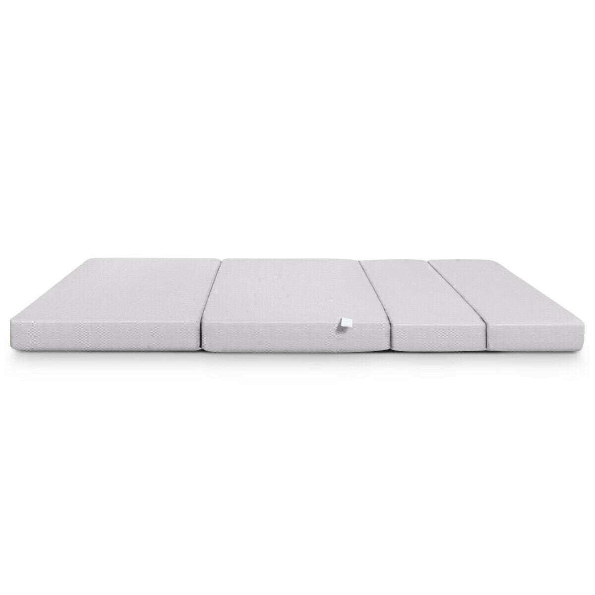 4 Inch Folding Sofa Bed Foam Mattress with Handles-Twin XL, Gray Mattresses   at Gallery Canada