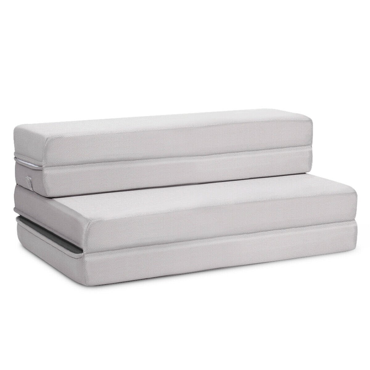 4 Inch Folding Sofa Bed Foam Mattress with Handles-Twin XL, Gray Mattresses   at Gallery Canada