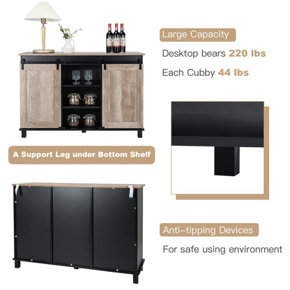 Kitchen Buffet Sideboard with 2 Sliding Barn Doors for Dining Living Room, Natural Sideboards Cabinets & Buffets   at Gallery Canada