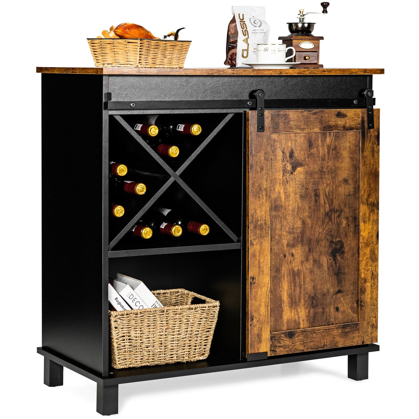 Industrial Storage Cabinet with Sliding Barn Door, Rustic Brown Sideboards Cabinets & Buffets   at Gallery Canada