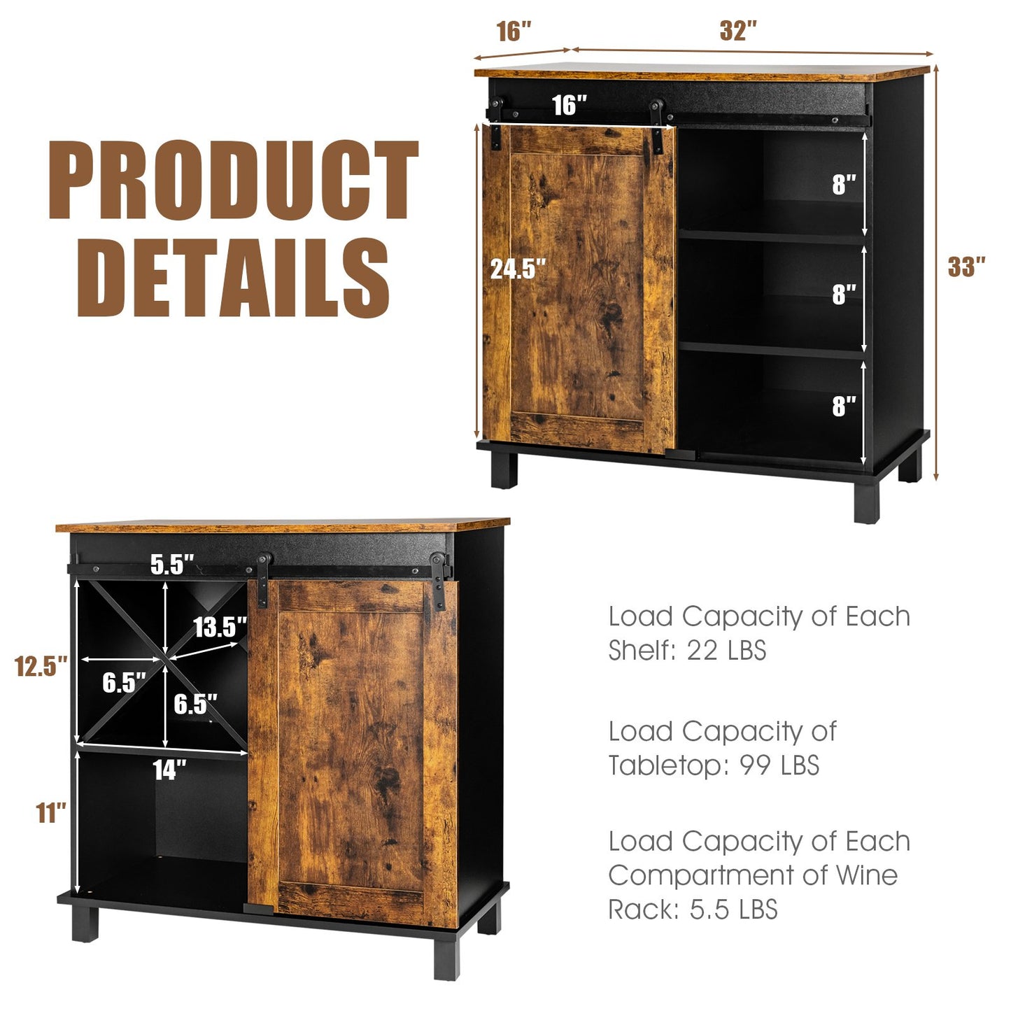 Industrial Storage Cabinet with Sliding Barn Door, Rustic Brown Sideboards Cabinets & Buffets   at Gallery Canada