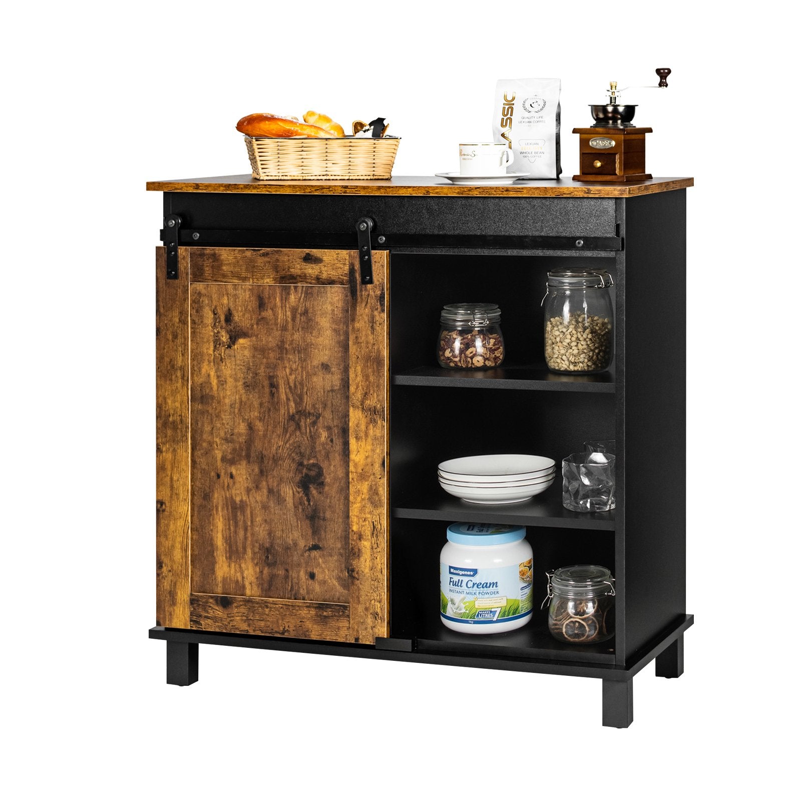 Industrial Storage Cabinet with Sliding Barn Door, Rustic Brown Sideboards Cabinets & Buffets   at Gallery Canada