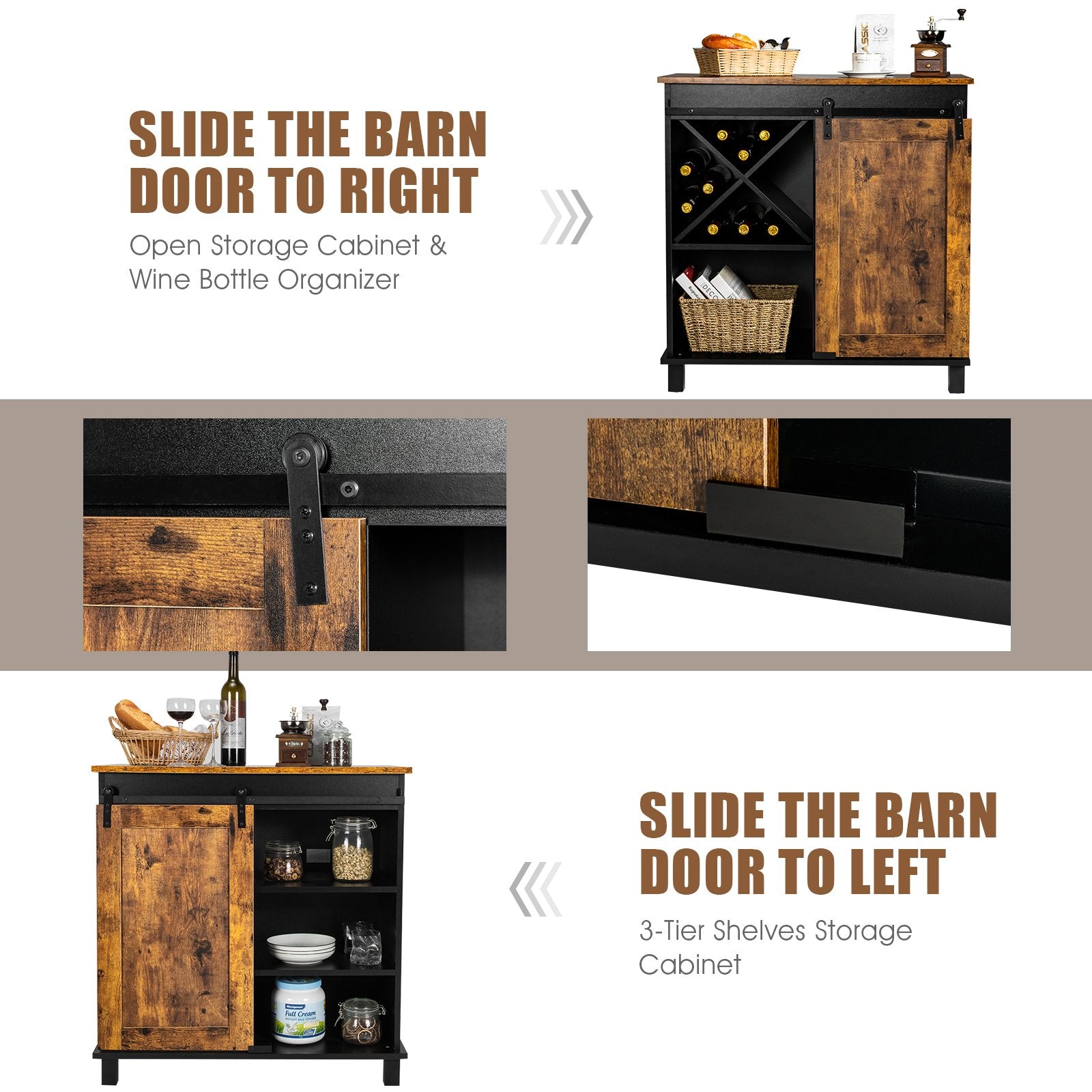 Industrial Storage Cabinet with Sliding Barn Door, Rustic Brown Sideboards Cabinets & Buffets   at Gallery Canada