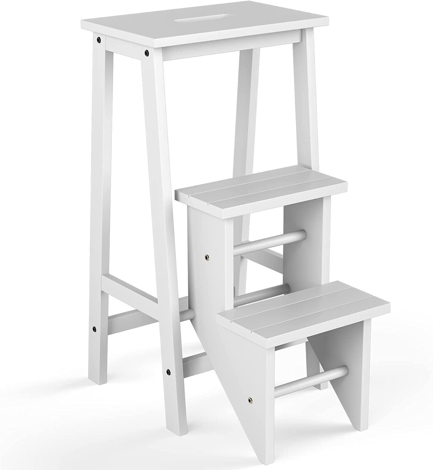 3 Tier Step Stool 3 in 1 Folding Ladder Bench, White Kitchen Utensils   at Gallery Canada