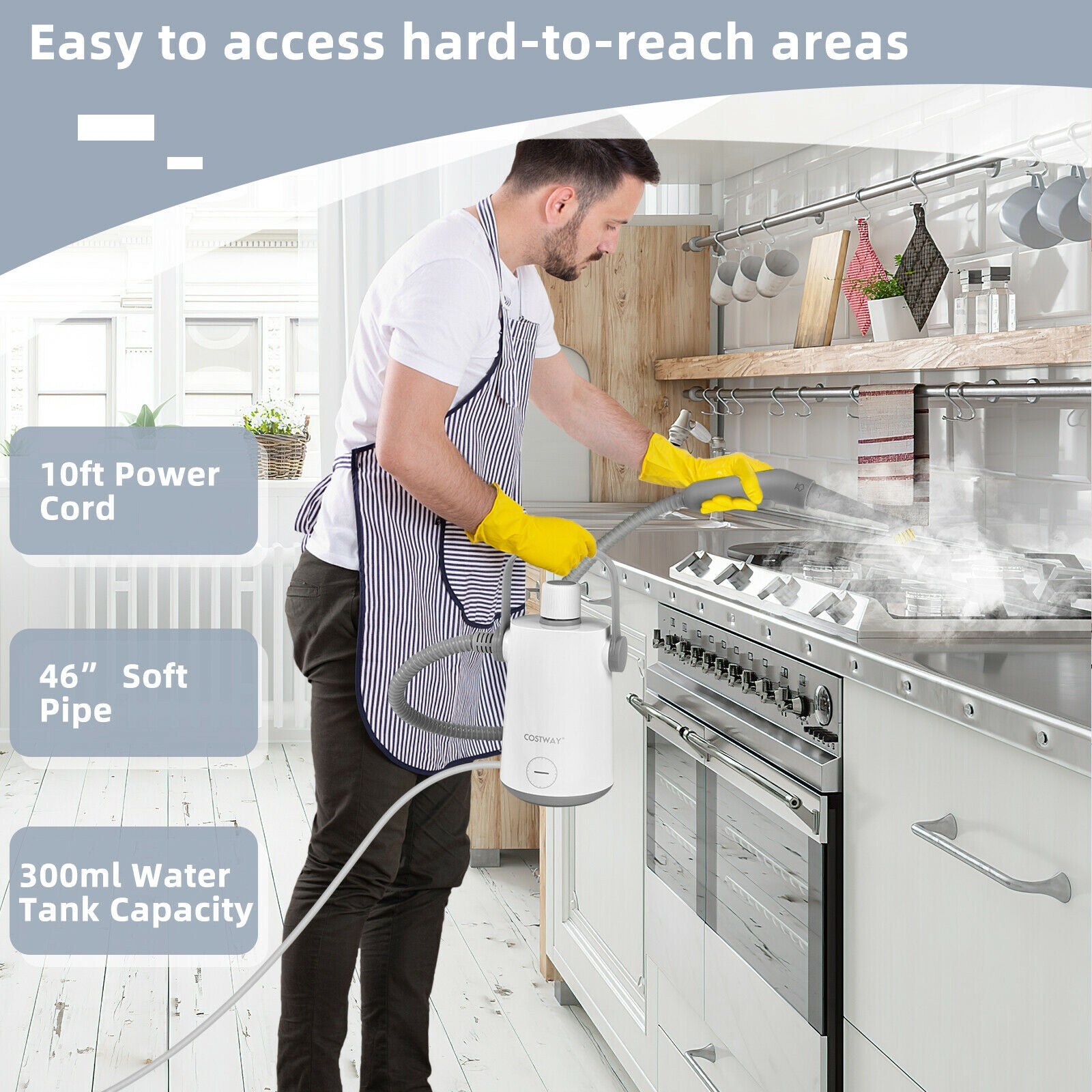 1000W Multifunction Portable Hand-held Steam Cleaner with 10 Accessories, Gray Vacuums & Cleaners at Gallery Canada