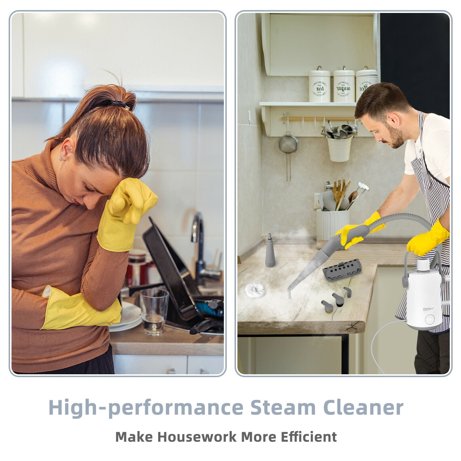 1000W Multifunction Portable Hand-held Steam Cleaner with 10 Accessories, Gray Vacuums & Cleaners at Gallery Canada