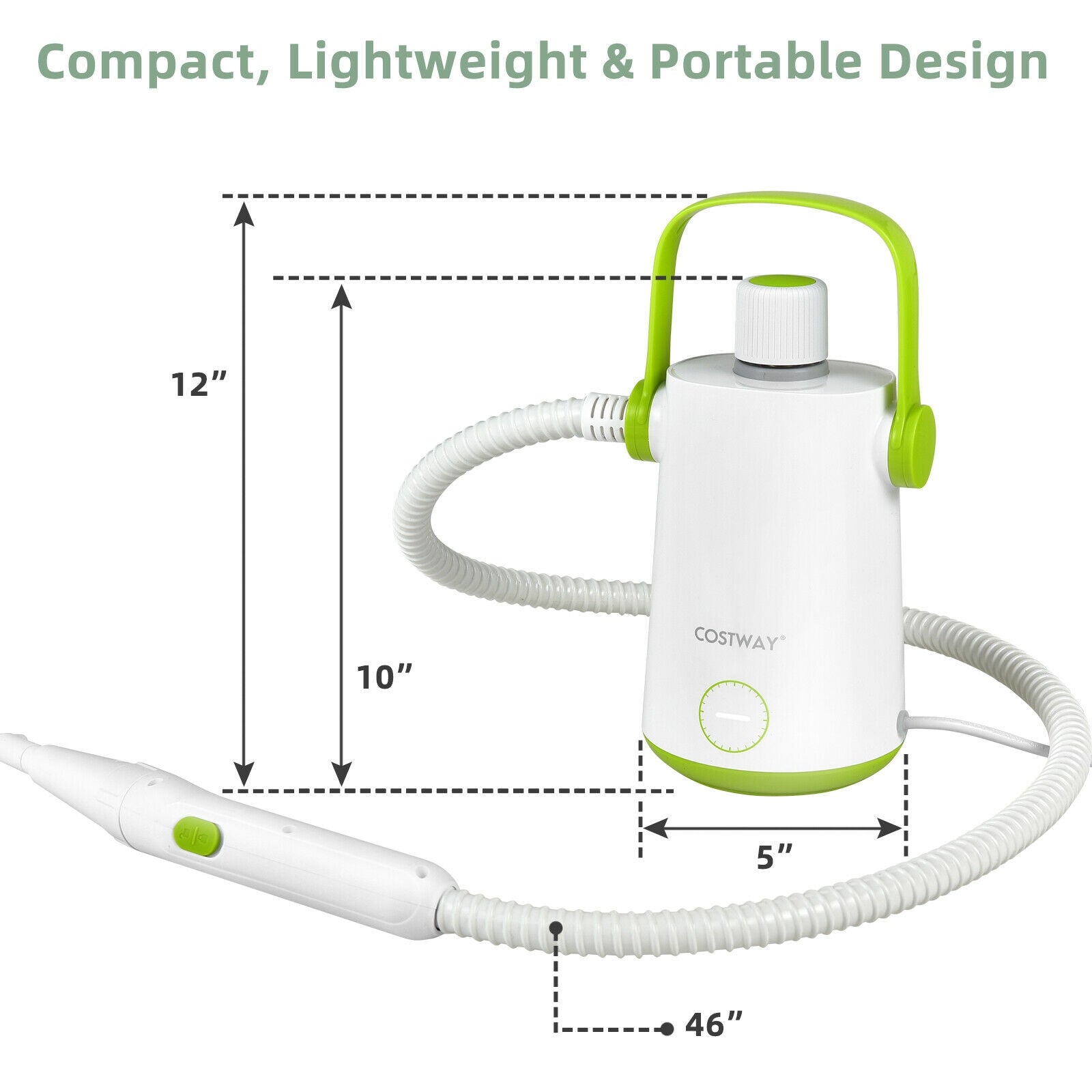 1000W Multifunction Portable Hand-held Steam Cleaner with 10 Accessories, Green Vacuums & Cleaners at Gallery Canada