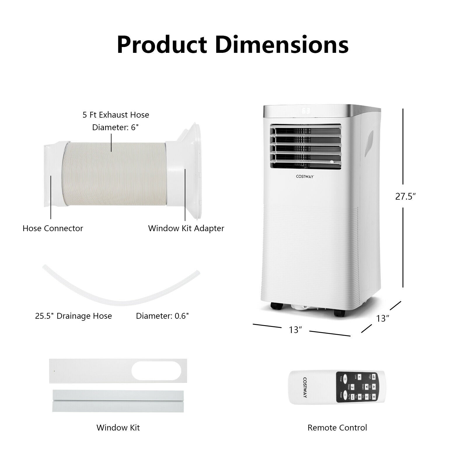 8000 BTU 3-in-1 Portable Air Conditioner with Remote Control, White Portable Air Conditioners at Gallery Canada