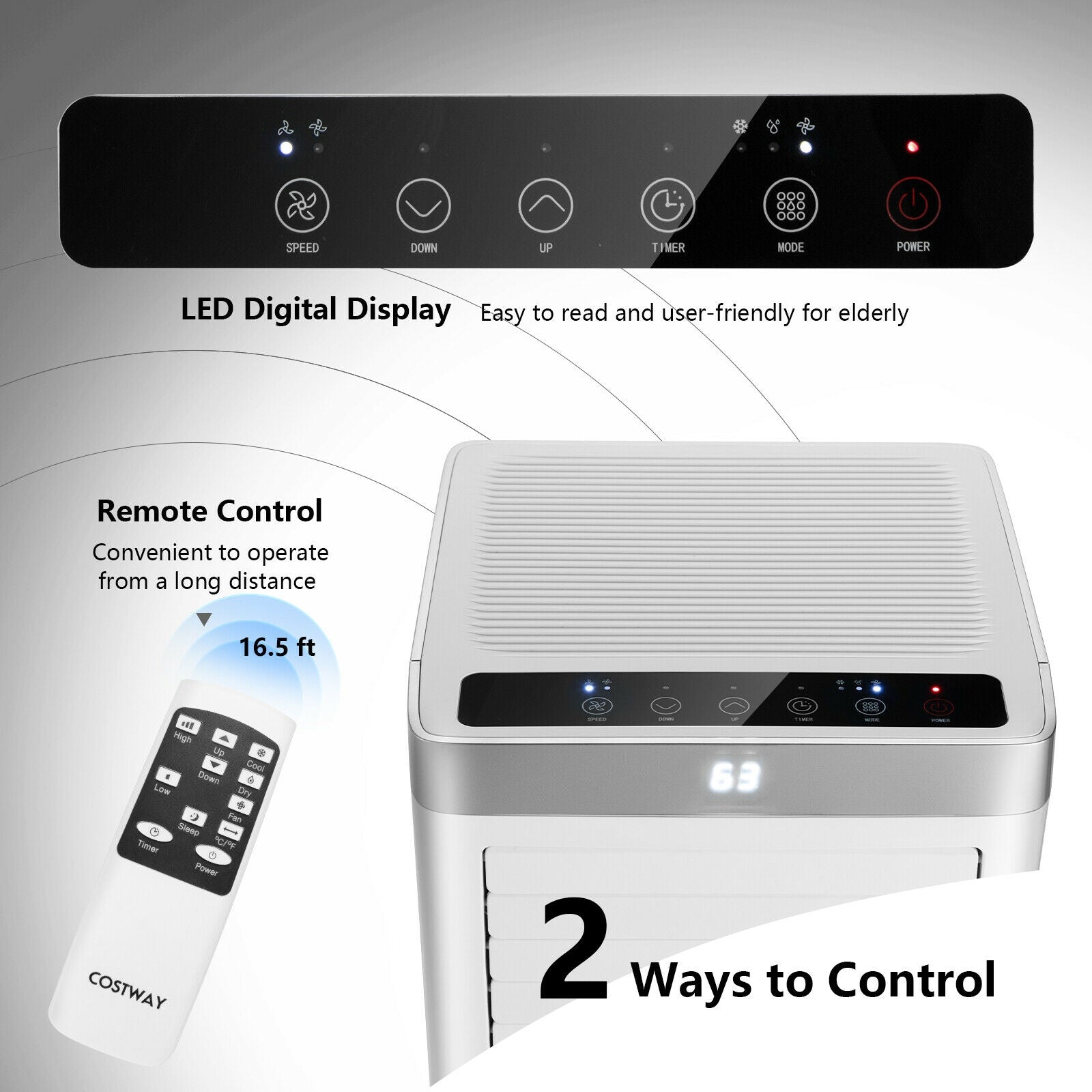 8000 BTU 3-in-1 Portable Air Conditioner with Remote Control, White Portable Air Conditioners at Gallery Canada