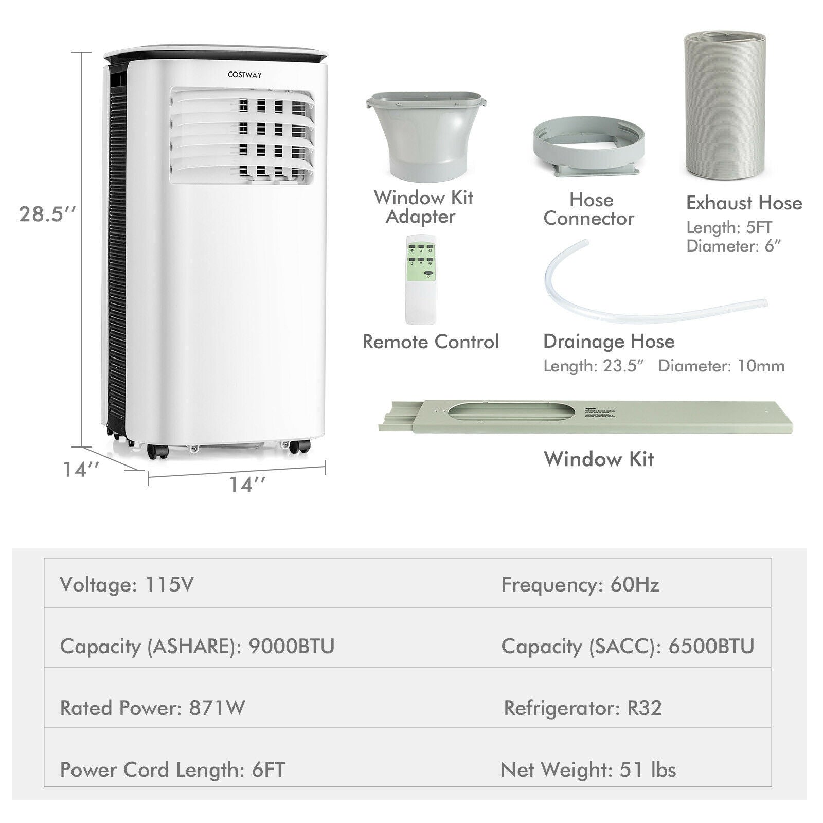 9000 BTU 3 in 1 Portable Air Conditioner with Fan and Dehumidifier, White Portable Air Conditioners   at Gallery Canada