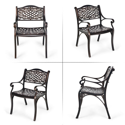 2-Piece Outdoor Cast Aluminum Chairs with Armrests and Curved Seats, Copper Patio Dining Chairs   at Gallery Canada