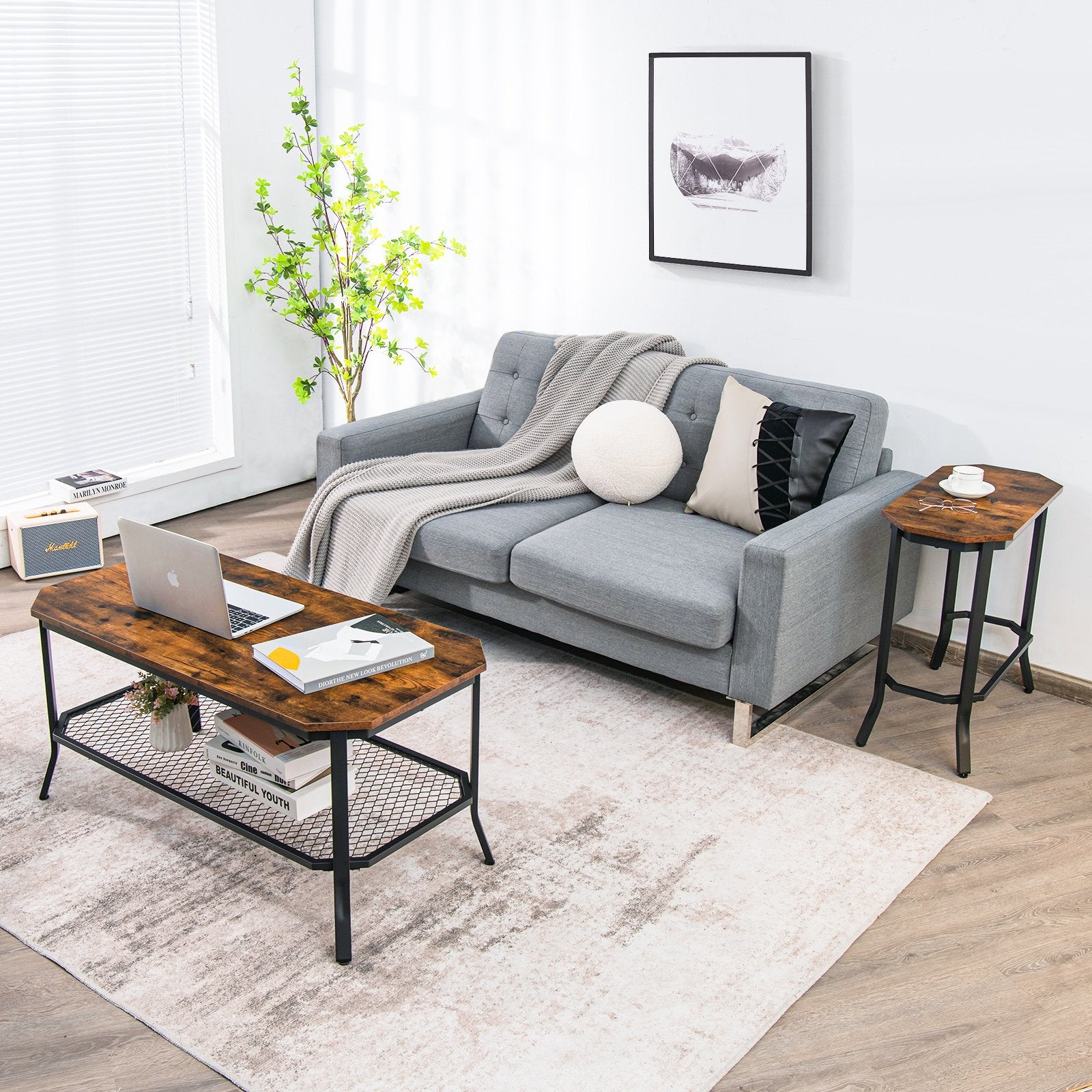 Narrow End Side Sofa Table with Rustic Tabletop, Rustic Brown End & Side Tables   at Gallery Canada