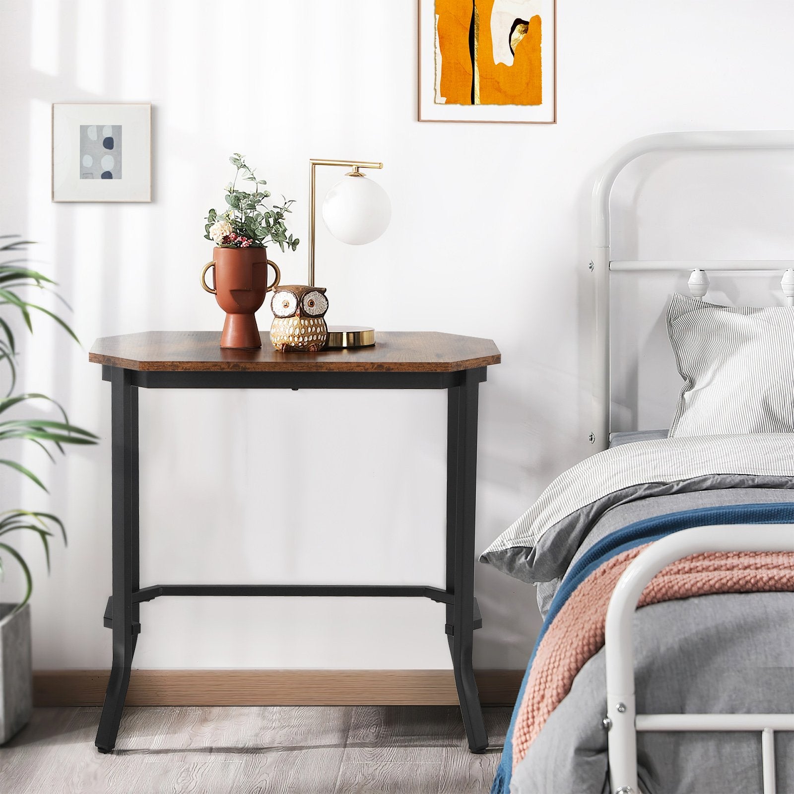 Narrow End Side Sofa Table with Rustic Tabletop, Rustic Brown End & Side Tables   at Gallery Canada