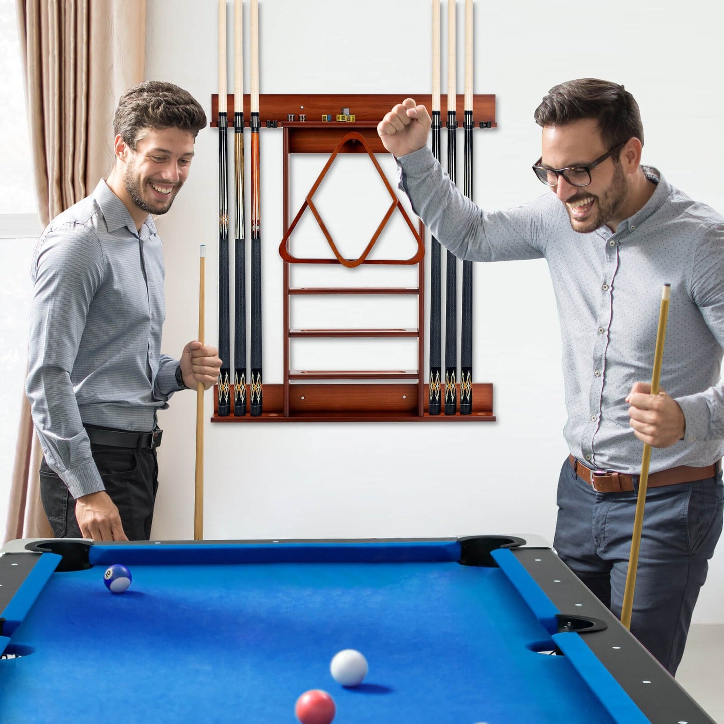 Wall-mounted Billiards Pool Cue Rack Only, Brown Game Room   at Gallery Canada