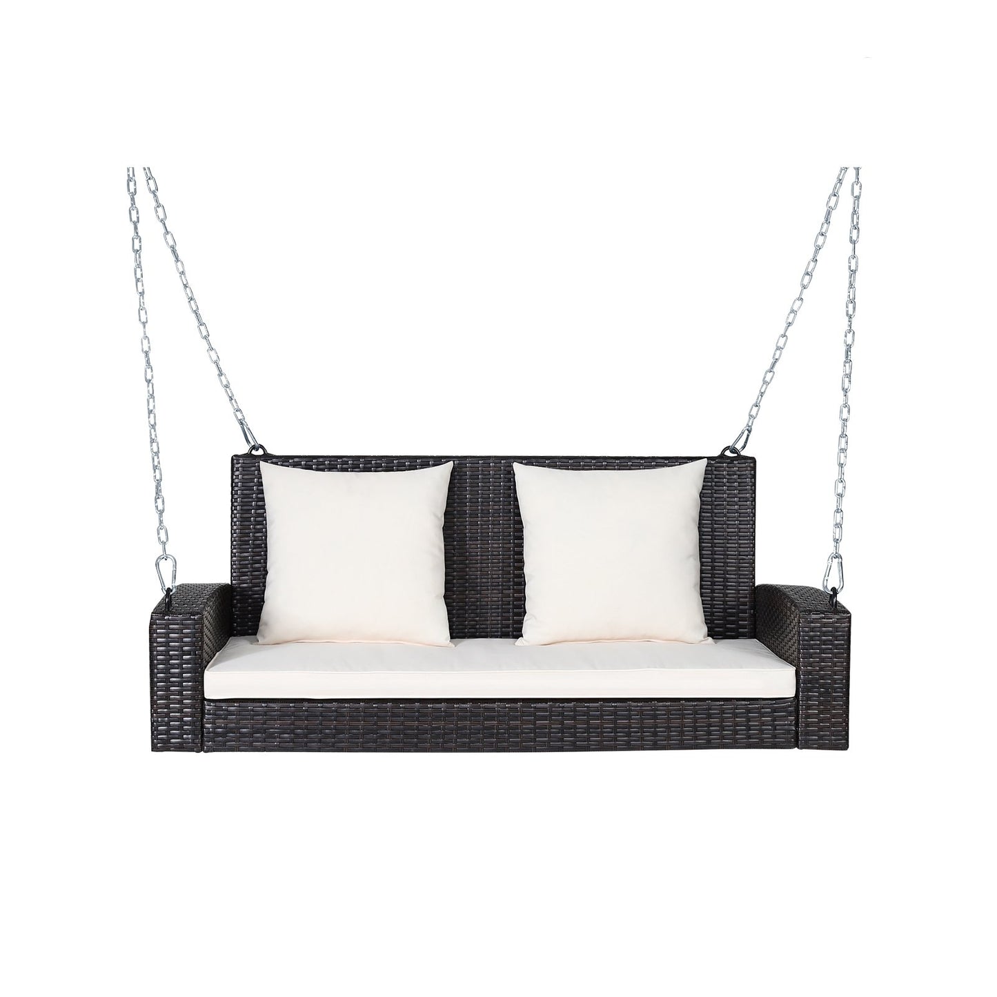 2-Person Patio Rattan Porch Swing with Cushions, White Porch Swings   at Gallery Canada