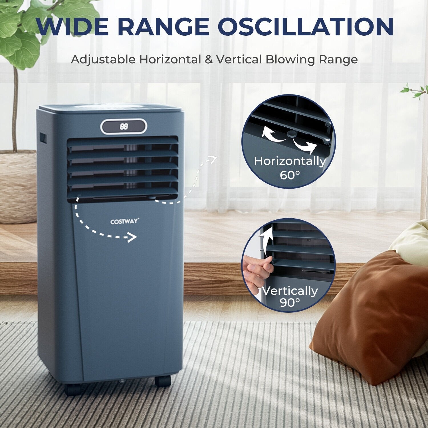 8000BTU 3-in-1 Portable Air Conditioner with Remote Control, Dark Blue - Gallery Canada