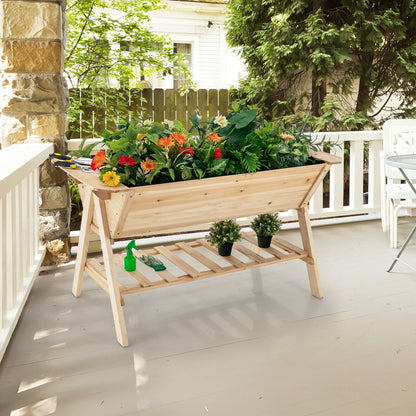 Raised Wood Garden Bed with Shelf and Liner, Natural Raised Garden Beds   at Gallery Canada