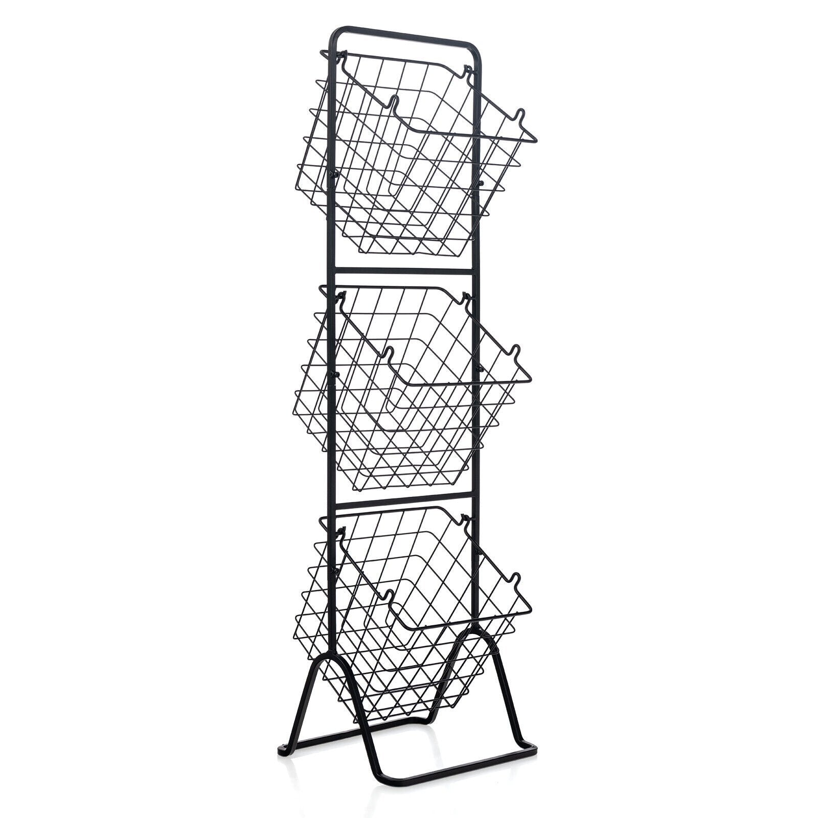 3-Tier Fruit Basket Stand with Adjustable Heights, Black Kitchen Organization   at Gallery Canada