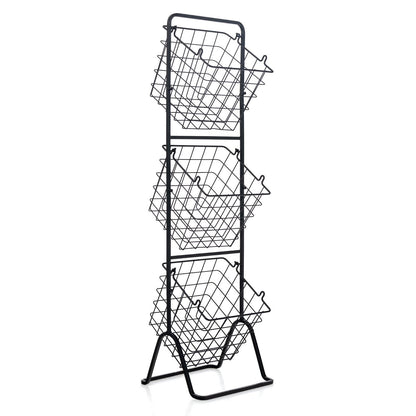 3-Tier Fruit Basket Stand with Adjustable Heights, Black Kitchen Organization   at Gallery Canada