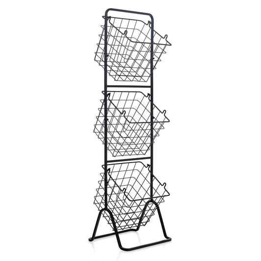 3-Tier Fruit Basket Stand with Adjustable Heights, Black Kitchen Organization   at Gallery Canada