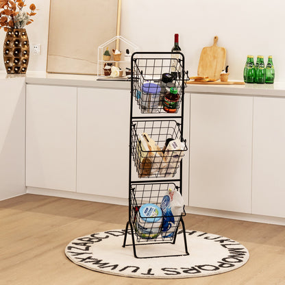 3-Tier Fruit Basket Stand with Adjustable Heights, Black Kitchen Organization   at Gallery Canada